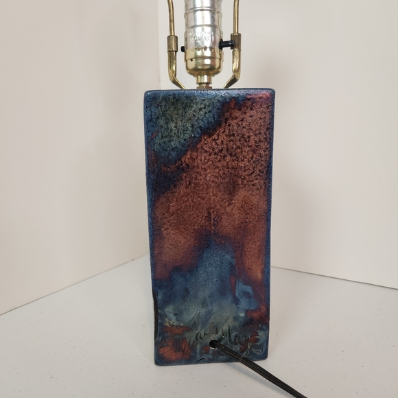 Braemar Pottery Coombs Vancouver Island Irridescent Cat Pottery Lamp Cats 1990s - Picture 5 of 13